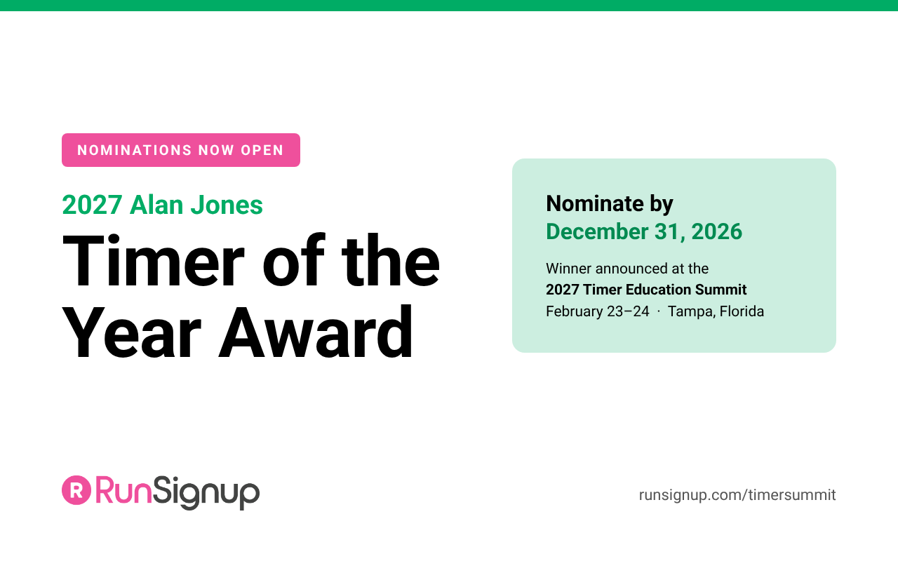 RunSignup Opens Nominations for the 2027 Alan Jones Timer of the Year Award